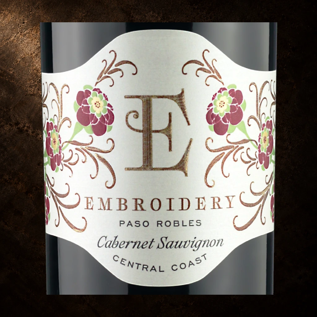 Embroidery wine label